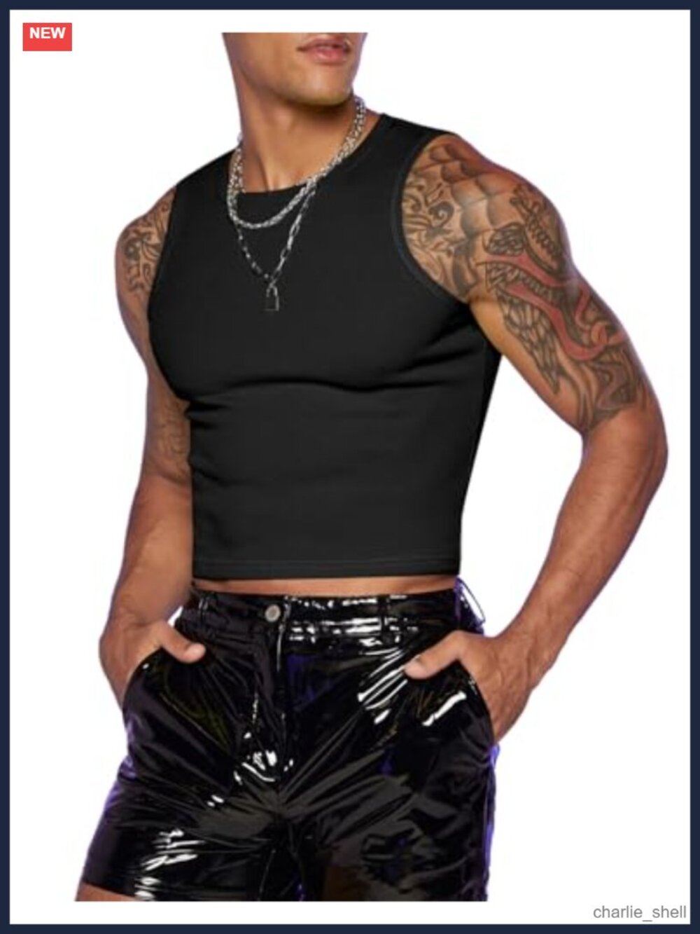 Men's Cropped Tank Top Y2K Rave Sleeveless Streetwear, Cotton & Spandex, Crew